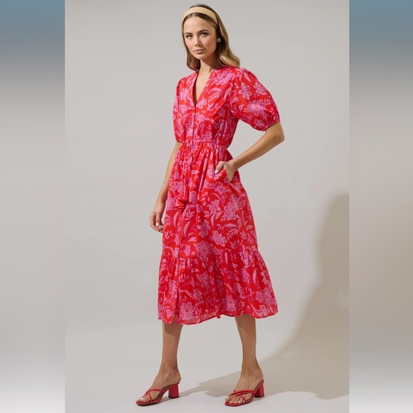 SugarLips Aria Floral Beth Button Down Midi Dress - Picture 4 of 9